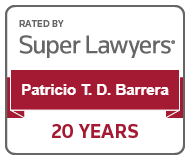 Super Lawyers 20 Years Badge For Patricio Barrera