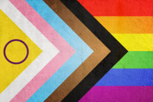 Intersex Progress LGBTQ Flag on concrete wall